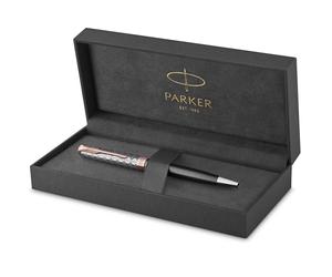 Parker Sonnet Ballpoint Pen | Premium Metal and Grey Satin Finish with Rose Gold Trim | Medium Point with Black Ink Refill | Gift Box