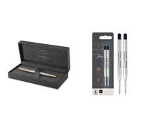 Parker Sonnet Ballpoint Pen Stainless Steel with Gold Trim Medium Point Blac