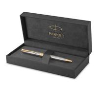 Parker Sonnet Ballpoint Pen | Stainless Steel with Gold Trim | Medium Point | Handwriting Pens & Stationery Supplies | Black Ink | Gift Box