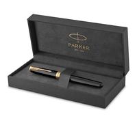 Parker Sonnet Fountain Pen | Black Lacquer with Gold Trim | Fine Nib | Gift Box