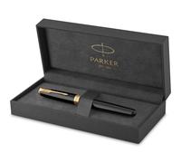 Parker Sonnet Fountain Pen | Black Lacquer with Gold Trim | Medium Nib | Gift Box