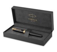 Parker Sonnet Fountain Pen | Black Lacquer with Gold Trim | Medium Nib | Gift Box
