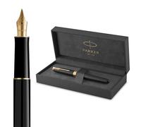 Parker Sonnet Fountain Pen | Matte Black Lacquer with Gold Trim | Medium Nib | Gift Box