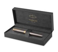 PARKER Sonnet Rollerball Pen | Grey Lacquer with Gold Trims | Fine Stainless Steel Point | Black Ink Refill | Gift Box | Perfect Graduation Gifts