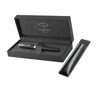 Parker Sonnet Rollerball Pen | Matte Black Lacquer with Palladium Trim | Fine Point Black Ink | Gift Box & Black sleeve pen case with embossed logo