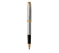 Parker Sonnet Rollerball Pen | Stainless Steel with Gold Trim | Fine Point Black Ink | Gift Box