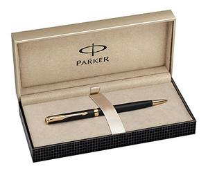 Parker Sonnet Slim Matte Black Gold Trim Medium Nib Ball Pen - Gift Boxed