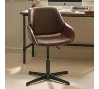 Parker Swivel Office Chair - Adjustable Height - Brown and Black - Faux Leather and Metal