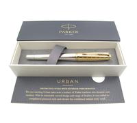 Parker Urban Premium Metal Fountain Pen | Aureate Gold Powder with Intricate Engraved Pattern | Gold Trims | Medium Nib | Gift Boxed