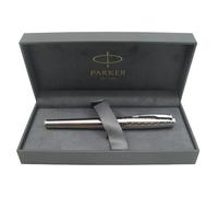 Parker Urban Premium Metal Fountain Pen - Silver Powder with Engraved Pattern - Medium Nib - Luxury Gift Boxed