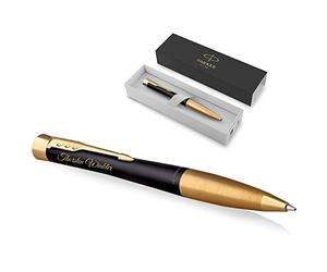 PARKER Urban Twist Ballpoint Pen with Engraving | Premium Pen | Gift Box | Blue Ink | Elegant | Personalised Gift | Name | Engraved | Anniversary | Birthday (Muted Black G.C.)