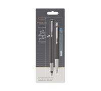 Parker Vector Fountain Pen & Ballpoint Pen Set | Black with Chrome Trim | Blue Ink