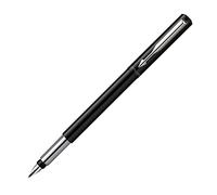 Parker Vector Fountain Pen | Black with Chrome Trim | Medium Nib | Blue Ink | Hangtab