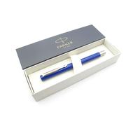 Parker Vector Premium Fountain Pen - Blue Barrel with Chrome Finish - Fine Nib - Gift Boxed