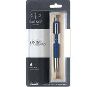Parker Vector Retractable Ball Point Pen Standard Blue With Chrome Trip Medium