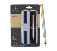 Parker Vector Stainless Steel GT Gold Trim Fountain Pen