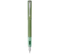 Parker Vector XL Fountain Pen | Metallic Green Lacquer on Brass | Fine Nib with Blue Ink Refill | Gift Box
