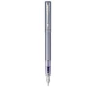 Parker Vector XL Fountain Pen | Metallic Silver-Blue Lacquer on Brass | Fine Nib with Blue Ink Refill | Gift Box