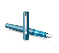 Vector XL Fountain Pen | Metallic Teal Lacquer on Brass | Medium Nib with Blue Ink Refill | Gift Box