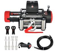 ParkerBrand.com 12V 13,500lb (6-Ton) Electric Recovery Winch - 6.5HP Motor - Steel Cable - Wireless & Wired Remote