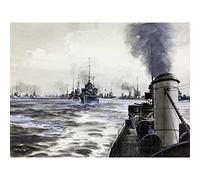 Parkes Surrendered German Destroyers War Ships Painting Large Wall Art Print Canvas Premium Mural