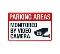 Parking Areas Monitored By Video Camera Metal Warning Sign with Easy Install for Indoor Outdoor Security, Business Office Home Garden Street Decor 30 x 20 cm