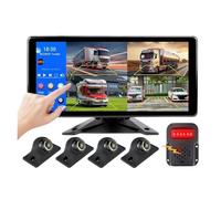 Parking Assist Camera 10.36 Inch 4CH Split Screen Blind Spot BSD Alarm Onboard DVR Video Recorder Monitor 170°AHD1080P For RV/Truck/Bus(Monitor add 4pcs 899,64G TF Card)