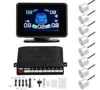 Parking Assist Sensor Car Parking Sensor Reversing Radars Front & Rear Support Sound Warning Buzzer With 8 Parking Sensors Car Parking Sensor(Silver)