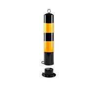 Parking Barrier Bollard with Reflective Tape, Safety Bollard Post with Detachable Base, Warning Column, for Construction Control, Garage, Roads(Yellow2-1pc,75cm/29.5in)