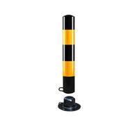Parking Barrier Bollard with Reflective Tape, Safety Bollard Post with Detachable Base, Warning Column, for Construction Control, Garage, Roads(Yellow1-1pc,75cm/29.5in)