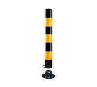 Parking Barrier Bollard with Reflective Tape, Safety Bollard Post with Detachable Base, Warning Column, for Construction Control, Garage, Roads(Yellow1-1pc,100cm/39.4in)
