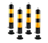 Parking Barrier Bollard with Reflective Tape, Safety Bollard Post with Detachable Base, Warning Column, for Construction Control, Garage, Roads(Yellow2-4pc,75cm/29.5in)
