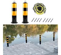 parking barrier, Set of 2 Safety Barrier Bollard Post with Chains, Black and Yellow Caution Columns Kit, Heavy Duty Security Parking Bollards Space Blocker Height) Height),75cm (29 1/2in) Height
