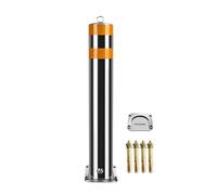 Parking Barriers 23.6 Inch High Safety Bollard Post, Detachable Lockable Parking Barrier, Night Yellow Reflective Strip Design(60x8.9cm/23.6x3.7in)