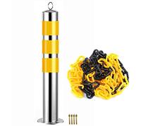 Parking Bollard Post, Bollard Post 5m Barrier Chain Reflective Sign Stainless Steel Multiple Sizes Garage Parking(650mmHx76mmD)