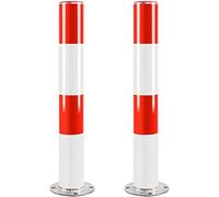 Parking Bollard Post, Driveway Parking Bollard Post Barrier 2pcs Red White 600x76/114mm(600x76mm)