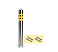 Parking Bollard Post, Full Welded Heavy Duty Stainless Steel Bollard Reflective Strips Silver Durable 60-75cm(75cm/29.5in)