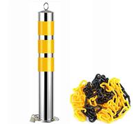 Parking Bollard Post, Parking Bollards,Reflective Collar,Removable Base,Plastic Chain,Stainless,650/800mmHx76mmD(650mmHx76mmD)