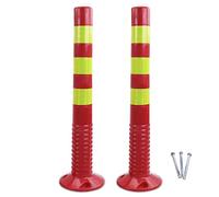Parking Bollard Post, Red/White/Yellow/Silver 2/4 Pack Plastic Reflective Traffic Delineator Bollard Post(Red and Yellow,4 Pack)