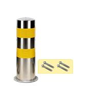 Parking Bollard Post, Stainless Steel Parking Barrier With Reflective Strips Silver 52-75 cm(52cm/20in)