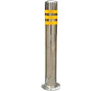 Parking Bollard Post, Stainless Steel Security Parking Bollard with Reflective Strips Silver Multiple Sizes(750x76mm/30x3in)