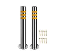 Parking Bollard Reflective Fixed Bollard, 201 Stainless Steel Security Post For Road Safety, Parking Lot Protection & Crowd Control(2 Pack,39.4 x 3in)