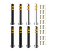 Parking Bollard Stainless Steel Security Bollard, Fixed Surface-Mount Post With High-Visibility Reflective Tape, For Vehicle Access Control & Safety(23.7x3.5 in)