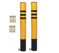 parking bollards, 2 Pcs Fixed Security Posts with Reflective Parking Barriers, ResilientSafety Bollard Post for Driveways,76×750mm(76x500mm)