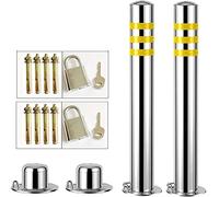 parking bollards, 2pcs Parking Restriction Barrier Posts Reflective Tape Post Bollards Prevent Rust Easy Installation