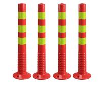 Parking bollards, 4 Pack Flexible Parking Bollard Post with Mounting Bolts, Reflective Driveway Traffic Stop Barrier Height)(Red Yellow)