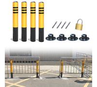 Parking bollards, 4 PCS Removable Parking Bollard Pipe, Safety Barrier Post for Driveway/Traffic Sensitive Areas, Caution Sign Pole with Locks and Bolts(7.6 x 60cm (3 x 23 5/8in))