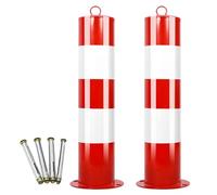 parking bollards， 50cm Height Safety Bollard Post 2PCS, Night Reflective Traffic Delineator Pole with 4 Anchor Bolts, Parking Lot Driveway Barrier Space Blocker