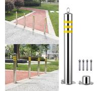 Parking bollards, Concrete Floor Mounted Safety Bollard Post, Access Control Barrier Pole with Complete Kits))(2pcs,7.6 x 75cm (3 x 29 1/2in))