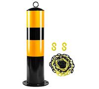 Parking Bollards Concrete In, Reflective Tape Security Posts For Driveways, Metal Bollard With Plastic Chain Barrier And S Hook